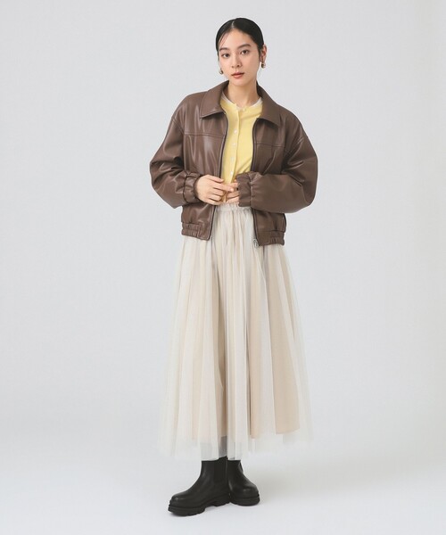 Ray BEAMS(レイビームス)の「フェイクレザー ジップ ブルゾン(ブルゾン・レディース・ブラック/ダークブラウン・0/1)」の18枚目の写真