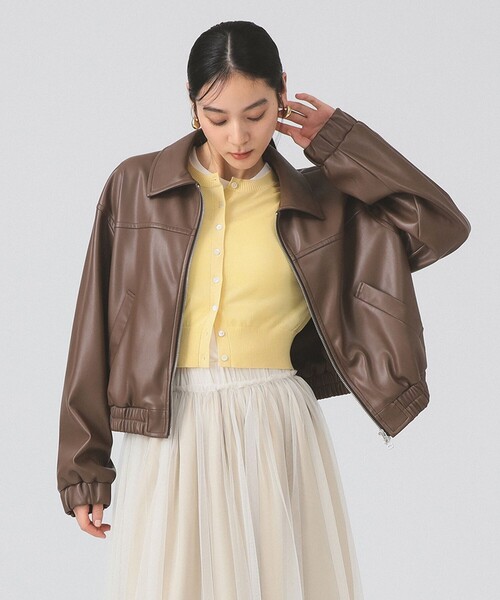 Ray BEAMS(レイビームス)の「フェイクレザー ジップ ブルゾン(ブルゾン・レディース・ブラック/ダークブラウン・0/1)」の21枚目の写真