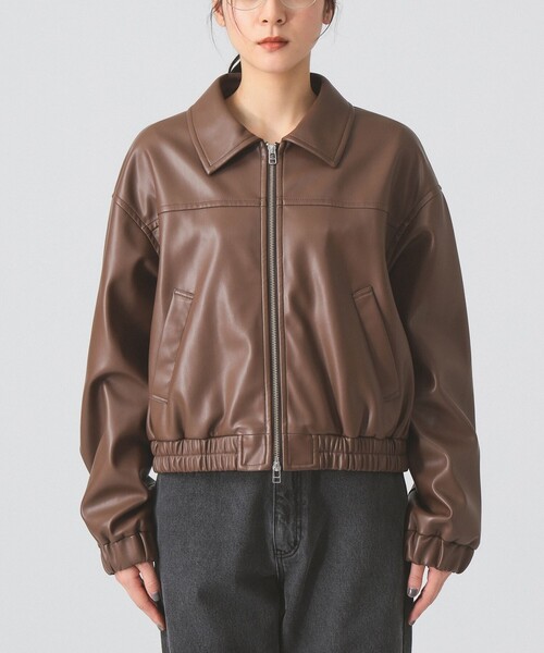 Ray BEAMS(レイビームス)の「フェイクレザー ジップ ブルゾン(ブルゾン・レディース・ブラック/ダークブラウン・0/1)」の22枚目の写真