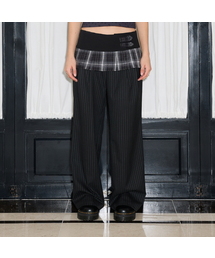 L19 CHECK PLEATS WRAP SET(BLACK)