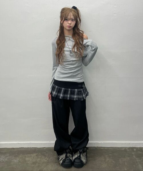 LARTIGENT(ラーティゼン)の「L19 CHECK PLEATS WRAP SET(BLACK)(その他パンツ・レディース・その他・SMALL/MEDIUM)」の8枚目の写真