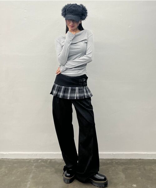 LARTIGENT(ラーティゼン)の「L19 CHECK PLEATS WRAP SET(BLACK)(その他パンツ・レディース・その他・SMALL/MEDIUM)」の9枚目の写真