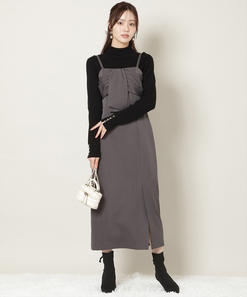 WILLSELECTION（ウィルセレクション）の「リボンデザインIラインワンピース（ワンピース・レディース・ブラウン系その他/ボルドー/チャコールグレー・FREE）」の2枚目の写真