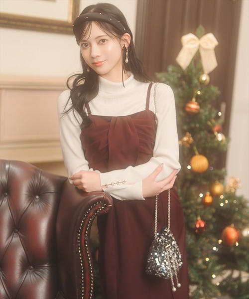 WILLSELECTION（ウィルセレクション）の「リボンデザインIラインワンピース（ワンピース・レディース・ブラウン系その他/ボルドー/チャコールグレー・FREE）」の5枚目の写真