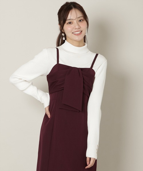 WILLSELECTION（ウィルセレクション）の「リボンデザインIラインワンピース（ワンピース・レディース・ブラウン系その他/ボルドー/チャコールグレー・FREE）」の9枚目の写真