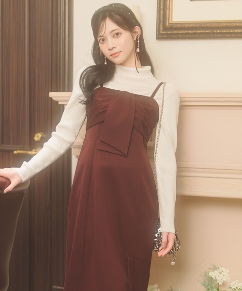WILLSELECTION（ウィルセレクション）の「リボンデザインIラインワンピース（ワンピース・レディース・ブラウン系その他/ボルドー/チャコールグレー・FREE）」の13枚目の写真