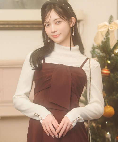 WILLSELECTION（ウィルセレクション）の「リボンデザインIラインワンピース（ワンピース・レディース・ブラウン系その他/ボルドー/チャコールグレー・FREE）」の14枚目の写真