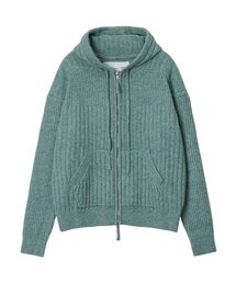 FDR（エフディーアール）の「Souffle Varigated Rib Hood Zip Up_Melange Green（ニット/セーター）」
