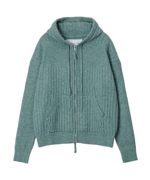 Souffle Varigated Rib Hood Zip Up — худи на молнии меланжевый зелёный