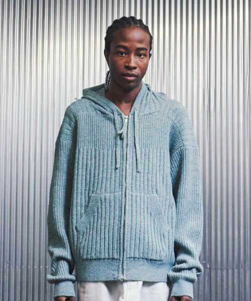 FDR(エフディーアール)の「Souffle Varigated Rib Hood Zip Up_Melange Green(ニット/セーター・メンズ・その他・LARGE/MEDIUM/SMALL)」の3枚目の写真