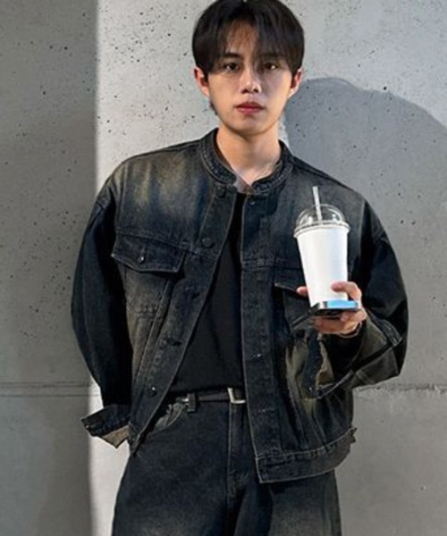 NOWLE(ノウル)の「【NOWLE】ヴィンテージウォッシュ ノーカラー ショート デニム ジャケット(デニムジャケット・メンズ・ダークインディゴブルー・LARGE/MEDIUM/X-LARGE)」の17枚目の写真