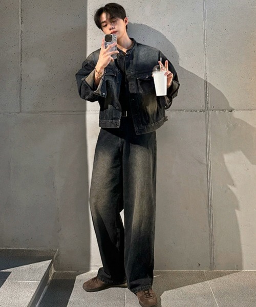 NOWLE(ノウル)の「【NOWLE】ヴィンテージウォッシュ ノーカラー ショート デニム ジャケット(デニムジャケット・メンズ・ダークインディゴブルー・LARGE/MEDIUM/X-LARGE)」の21枚目の写真