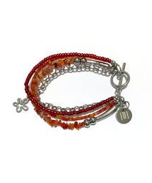 RAD FICTION（ラッドフィックション）の「MAKANI FLOWER GEMSTONE CHAIN LAYERED BRACELET / CHILI RED（ブレスレット）」