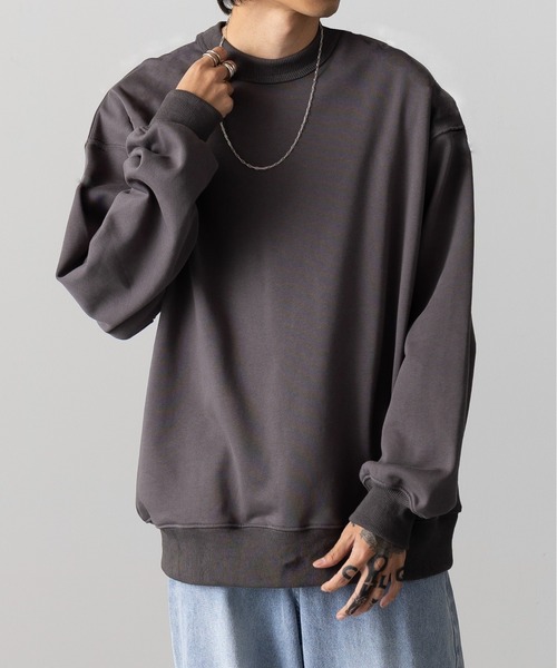 MAISON CLUB（メゾンクラブ）の「【MAISON CLUB】12oz Heavy Weight CREWNECK SWEATER　/ ドロップショルダー・ボリュームスリーブ 裏毛　無地スウェット（スウェット・メンズ・ブラック/アイボリー/ネイビー/ホワイト/ライトグレー/チャコールグレー/グレー/ブラウン/グリーン・L/M）」の5枚目の写真