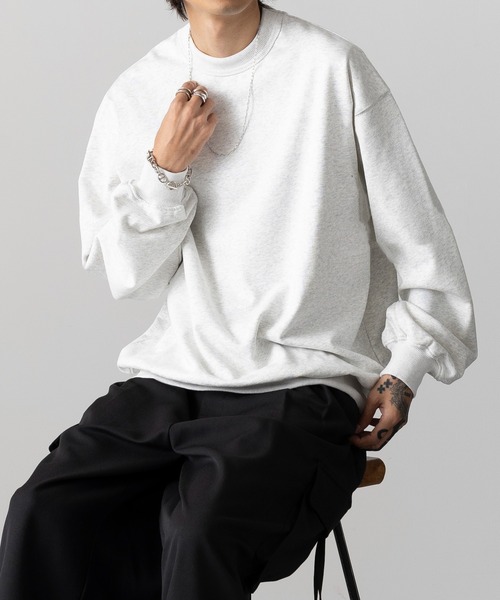 MAISON CLUB（メゾンクラブ）の「【MAISON CLUB】12oz Heavy Weight CREWNECK SWEATER　/ ドロップショルダー・ボリュームスリーブ 裏毛　無地スウェット（スウェット・メンズ・ブラック/アイボリー/ネイビー/ホワイト/ライトグレー/チャコールグレー/グレー/ブラウン/グリーン・L/M）」の6枚目の写真