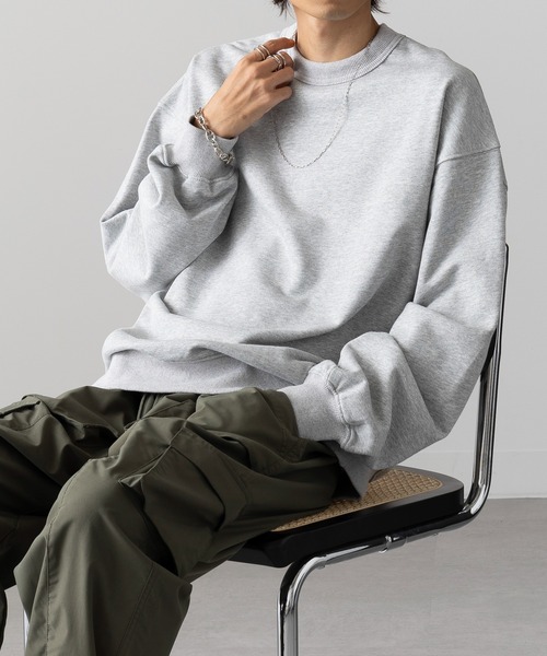 MAISON CLUB（メゾンクラブ）の「【MAISON CLUB】12oz Heavy Weight CREWNECK SWEATER　/ ドロップショルダー・ボリュームスリーブ 裏毛　無地スウェット（スウェット・メンズ・ブラック/アイボリー/ネイビー/ホワイト/ライトグレー/チャコールグレー/グレー/ブラウン/グリーン・L/M）」の15枚目の写真