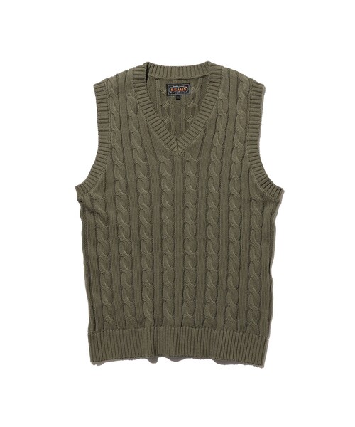 BEAMS PLUS(ビームスプラス)の「V-Neck Vest Cable(ニット/セーター・メンズ・ブラウン/ブルー/ベージュ/ホワイト/ネイビー/イエロー/グレー/オリーブ/ブラック/レッド・SMALL/MEDIUM/X-LARGE/LARGE)」の6枚目の写真