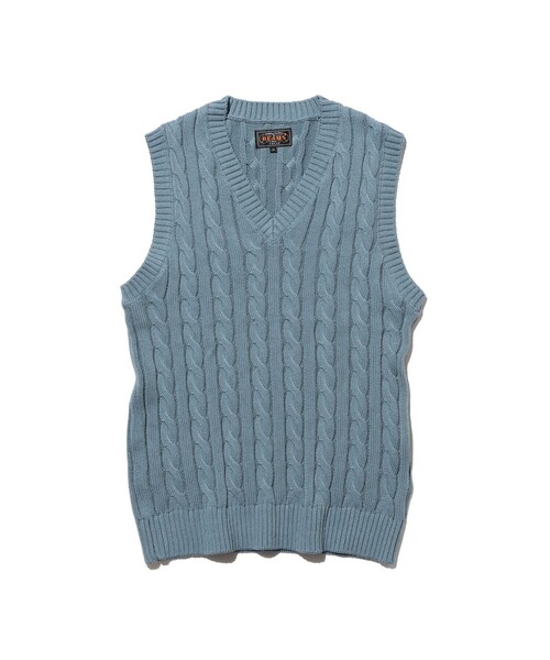 BEAMS PLUS(ビームスプラス)の「V-Neck Vest Cable(ニット/セーター・メンズ・ブラウン/ブルー/ベージュ/ホワイト/ネイビー/イエロー/グレー/オリーブ/ブラック/レッド・SMALL/MEDIUM/X-LARGE/LARGE)」の8枚目の写真