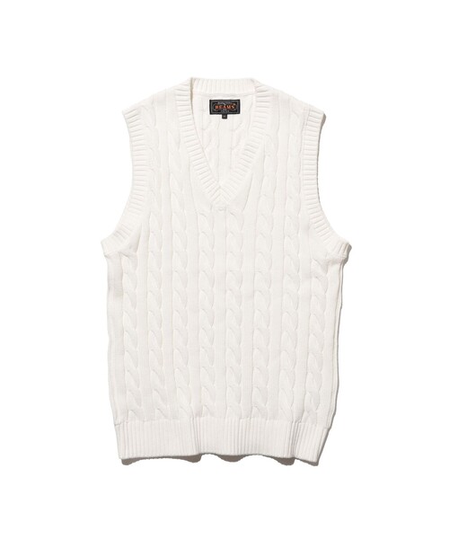 BEAMS PLUS(ビームスプラス)の「V-Neck Vest Cable(ニット/セーター・メンズ・ブラウン/ブルー/ベージュ/ホワイト/ネイビー/イエロー/グレー/オリーブ/ブラック/レッド・SMALL/MEDIUM/X-LARGE/LARGE)」の15枚目の写真