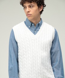 BEAMS PLUS(�r�[���X�v���X)��V-Neck Vest Cable(�j�b�g/�Z�[�^�[)