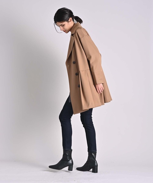 RAW FUDGE(ローファッジ)の「ビックカラータックペプラムコート(トレンチコート・レディース・ブラック/モカ・M)」の15枚目の写真