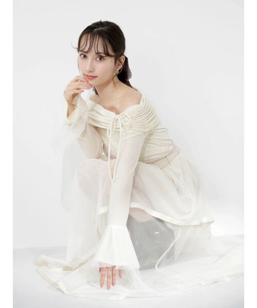 dazzlin（ダズリン）の「サテンパイピングシアーアシメティアードチュールスカート（スカート・レディース・アイボリー/ブラック・SMALL/MEDIUM）」の10枚目の写真
