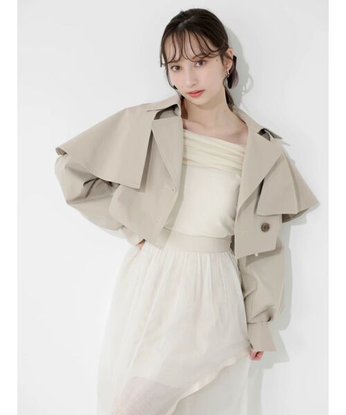 dazzlin（ダズリン）の「サテンパイピングシアーアシメティアードチュールスカート（スカート・レディース・アイボリー/ブラック・SMALL/MEDIUM）」の14枚目の写真