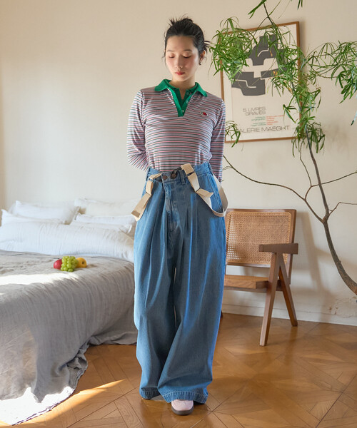 FREAK'S STORE（フリークスストア）の「＜セットアップ対応＞ RED KAP × FREAK'S STORE/レッドキャップ 別注 サスペンダー付き ビッグ 2タック デニムパンツ（デニムパンツ・レディース・ブルー/ナチュラル/その他2/ネイビー・ﾌﾘ-）」の3枚目の写真