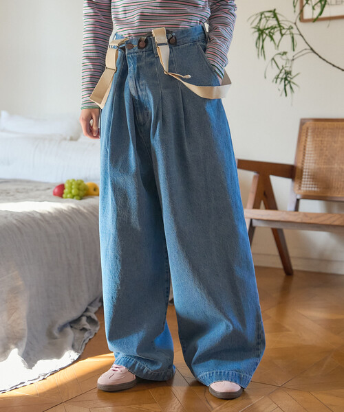 FREAK'S STORE（フリークスストア）の「＜セットアップ対応＞ RED KAP × FREAK'S STORE/レッドキャップ 別注 サスペンダー付き ビッグ 2タック デニムパンツ（デニムパンツ・レディース・ブルー/ナチュラル/その他2/ネイビー・ﾌﾘ-）」の22枚目の写真