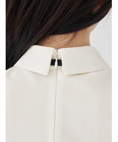 ショルダースカラップフリルシャツミニワンピース（ワンピース