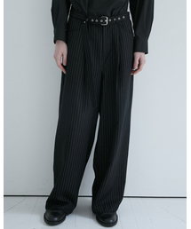 KIRYU（キリュウ）の「BELTED CURVED SLACKS (STRIPE)（スラックス）」