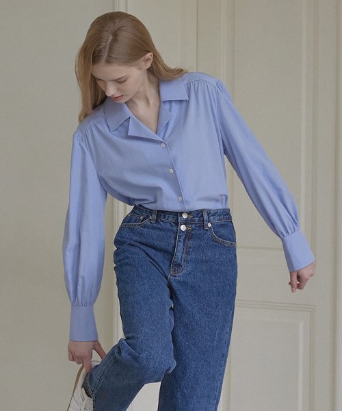 NONLOCAL(ノンローカル)の「Jane Shirring Blouse - Blue(シャツ/ブラウス・レディース・その他・FREE)」の1枚目の写真