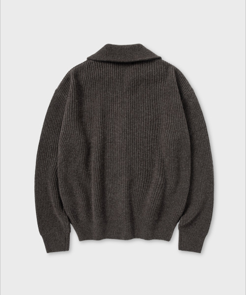 NONBLANK(ノンブランク)の「ルーズフィットジップアップカラーニット_MELANGE BROWN(ニット/セーター・メンズ・ブラウン・M/XL/L)」の2枚目の写真