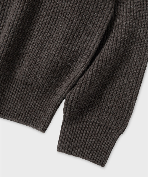 NONBLANK(ノンブランク)の「ルーズフィットジップアップカラーニット_MELANGE BROWN(ニット/セーター・メンズ・ブラウン・M/XL/L)」の6枚目の写真