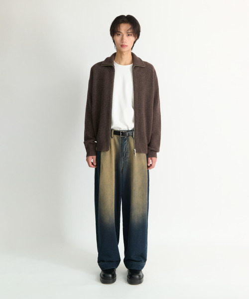 NONBLANK(ノンブランク)の「ルーズフィットジップアップカラーニット_MELANGE BROWN(ニット/セーター・メンズ・ブラウン・M/XL/L)」の8枚目の写真