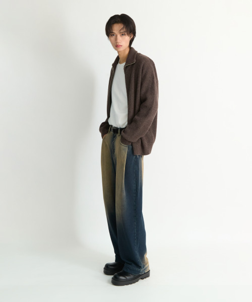 NONBLANK(ノンブランク)の「ルーズフィットジップアップカラーニット_MELANGE BROWN(ニット/セーター・メンズ・ブラウン・M/XL/L)」の10枚目の写真