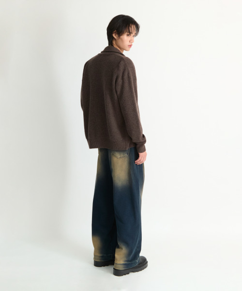 NONBLANK(ノンブランク)の「ルーズフィットジップアップカラーニット_MELANGE BROWN(ニット/セーター・メンズ・ブラウン・M/XL/L)」の11枚目の写真