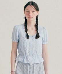 BENSIMON（ベンシモン）の「CHECK PATTERN FRILL BLOUSE - SKY BLUE（シャツ/ブラウス）」
