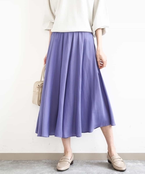 MK MICHEL KLEIN（エムケーミッシェルクラン）の「サテンガウチョパンツ/接触冷感/UVカット/洗える（その他パンツ・レディース・ダークグレー/ベージュ/パープル/ダークベージュ/グリーン・38）」の5枚目の写真