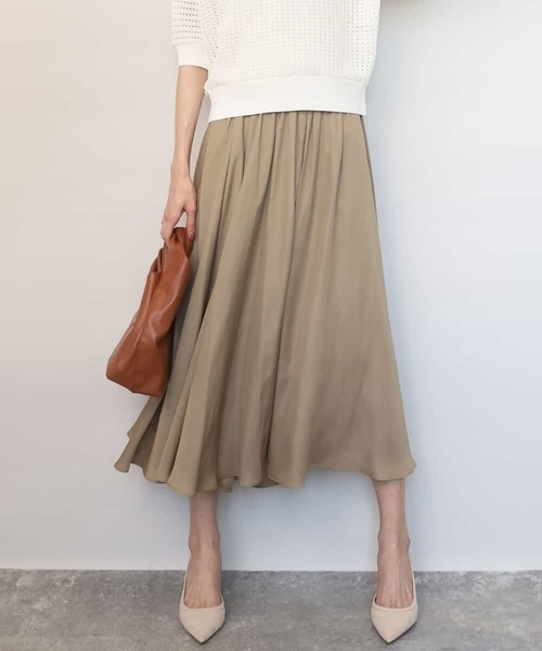 MK MICHEL KLEIN（エムケーミッシェルクラン）の「サテンガウチョパンツ/接触冷感/UVカット/洗える（その他パンツ・レディース・ダークグレー/ベージュ/パープル/ダークベージュ/グリーン・38）」の3枚目の写真