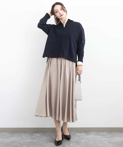 MK MICHEL KLEIN（エムケーミッシェルクラン）の「サテンガウチョパンツ/接触冷感/UVカット/洗える（その他パンツ・レディース・ダークグレー/ベージュ/パープル/ダークベージュ/グリーン・38）」の14枚目の写真