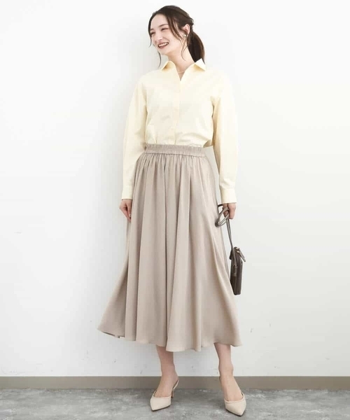 MK MICHEL KLEIN（エムケーミッシェルクラン）の「サテンガウチョパンツ/接触冷感/UVカット/洗える（その他パンツ・レディース・ダークグレー/ベージュ/パープル/ダークベージュ/グリーン・38）」の15枚目の写真