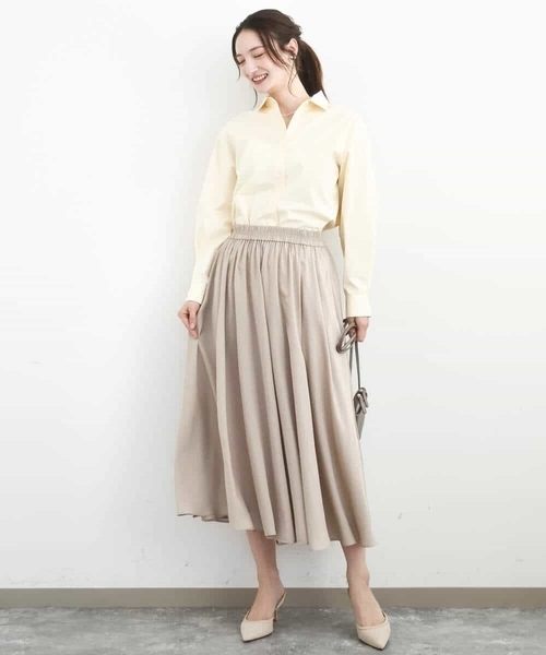 MK MICHEL KLEIN（エムケーミッシェルクラン）の「サテンガウチョパンツ/接触冷感/UVカット/洗える（その他パンツ・レディース・ダークグレー/ベージュ/パープル/ダークベージュ/グリーン・38）」の16枚目の写真