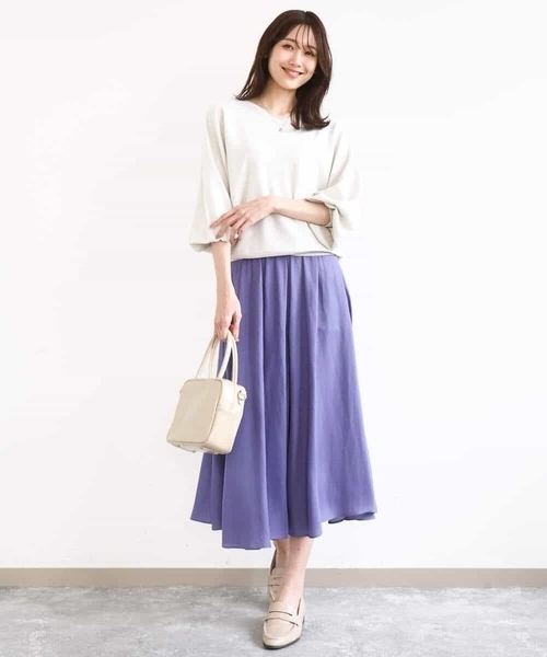 MK MICHEL KLEIN（エムケーミッシェルクラン）の「サテンガウチョパンツ/接触冷感/UVカット/洗える（その他パンツ・レディース・ダークグレー/ベージュ/パープル/ダークベージュ/グリーン・38）」の19枚目の写真