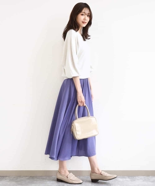 MK MICHEL KLEIN（エムケーミッシェルクラン）の「サテンガウチョパンツ/接触冷感/UVカット/洗える（その他パンツ・レディース・ダークグレー/ベージュ/パープル/ダークベージュ/グリーン・38）」の20枚目の写真