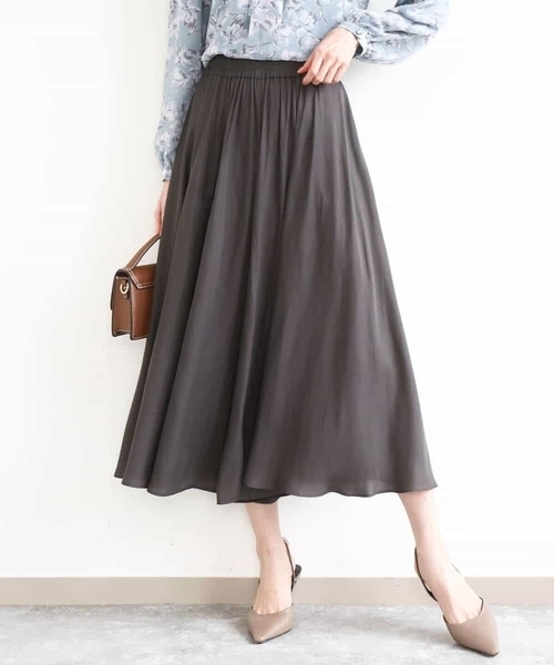 MK MICHEL KLEIN（エムケーミッシェルクラン）の「サテンガウチョパンツ/接触冷感/UVカット/洗える（その他パンツ・レディース・ダークグレー/ベージュ/パープル/ダークベージュ/グリーン・38）」の21枚目の写真