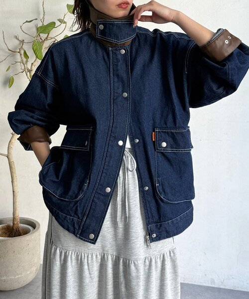 CPCM（シーピーシーエム）の「襟配色ハンティングジャケット（ブルゾン・レディース・ブラウン/ネイビー/カーキ/ブルー・FREE）」の3枚目の写真