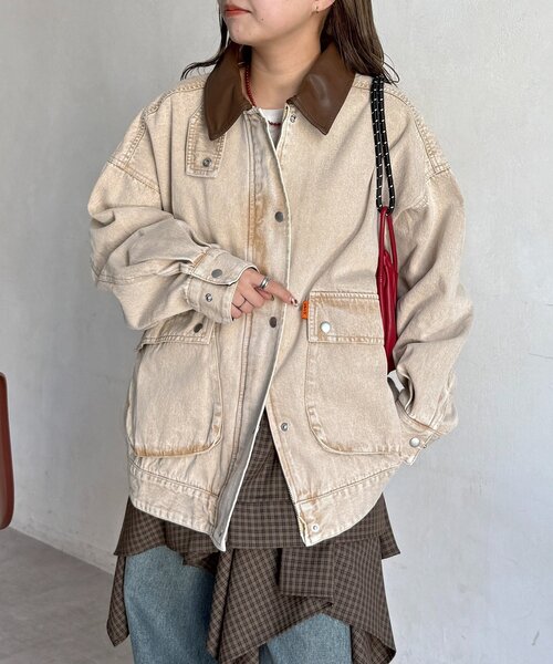 CPCM（シーピーシーエム）の「襟配色ハンティングジャケット（ブルゾン・レディース・ブラウン/ネイビー/カーキ/ブルー・FREE）」の8枚目の写真