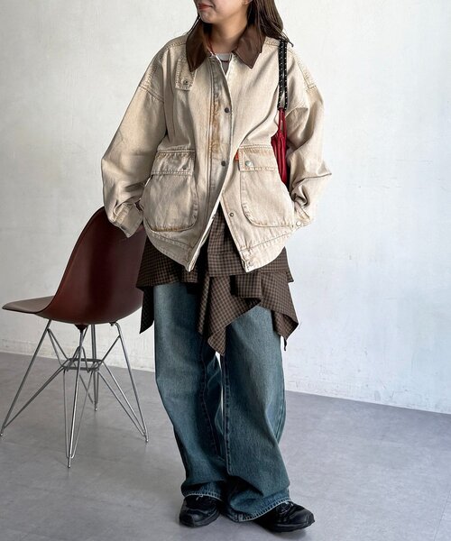 CPCM（シーピーシーエム）の「襟配色ハンティングジャケット（ブルゾン・レディース・ブラウン/ネイビー/カーキ/ブルー・FREE）」の13枚目の写真