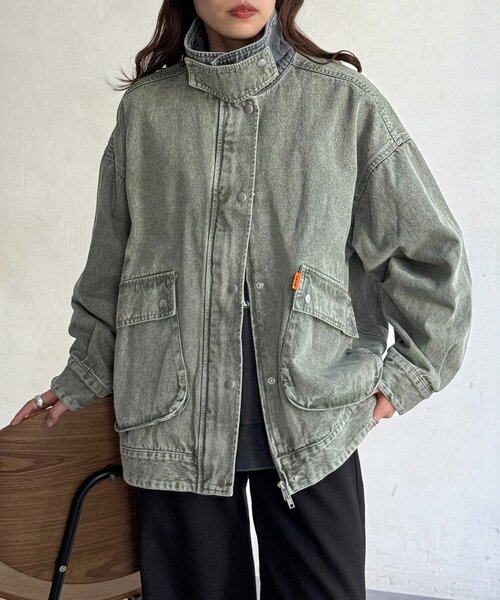 CPCM（シーピーシーエム）の「襟配色ハンティングジャケット（ブルゾン・レディース・ブラウン/ネイビー/カーキ/ブルー・FREE）」の21枚目の写真